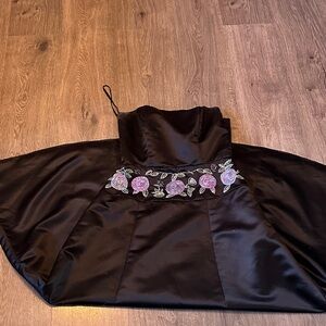 Frederick's of Hollywood Black Formal  Dress with Floral Embellishments